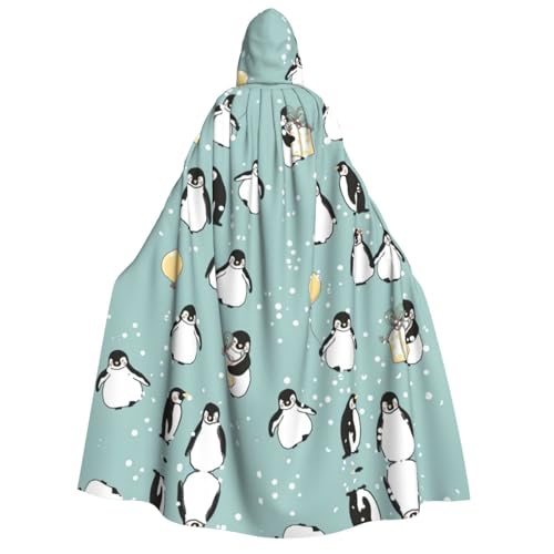CADREWY Pinguin-Ballon-Schneeflocken-Druck, bequemer Erwachsenen-Umhang mit Kapuze, Umhang für Männer und Frauen, Cosplay, Karneval, Motto-Partys CADREWY Pinguin-Ballon-Schneeflocken-Druck, bequemer Erwachsenen-Umhang mit Kapuze, Umhang für Männer und Frauen, Cosplay, Karneval, Motto-Partys von CADREWY