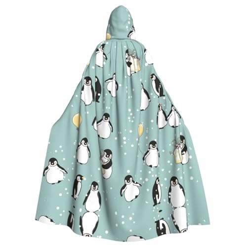 CADREWY Pinguin-Ballon-Schneeflocken-Druck, bezaubernder, voller Kapuzenumhang, Unisex, Umhang für Halloween, Cosplay und Thema CADREWY Pinguin-Ballon-Schneeflocken-Druck, bezaubernder, voller Kapuzenumhang, Unisex, Umhang für Halloween, Cosplay und Thema von CADREWY