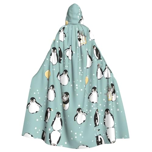 CADREWY Pinguin-Ballon-Schneeflocken-Druck, eleganter Kapuzenumhang für Damen und Herren, für Cosplay, Karneval, Partys, Maskerade, Events CADREWY Pinguin-Ballon-Schneeflocken-Druck, eleganter Kapuzenumhang für Damen und Herren, für Cosplay, Karneval, Partys, Maskerade, Events von CADREWY