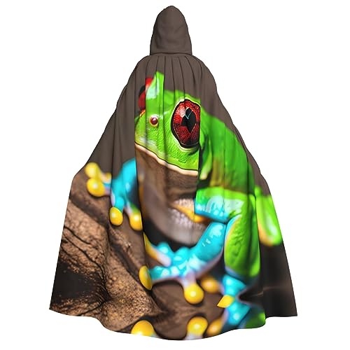 CADREWY Rote Augen Baum Frösche Druck Bequemer Erwachsenen-Kapuzenumhang Umhang für Männer Frauen Cosplay Karneval Mottopartys von CADREWY