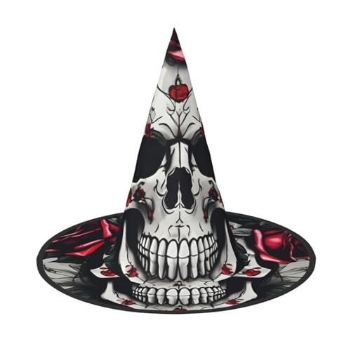 CADREWY Roter Rosen-Totenkopf-Druck, bequem, Karnevalshut für Kostümpartys, Maskerade, Urlaub, Dekorationen, Hut von CADREWY