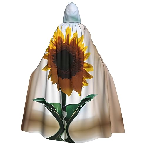 CADREWY Schöner Sonnenblumen-Druck, bequemer Erwachsenen-Umhang mit Kapuze, Umhang für Männer und Frauen, Cosplay, Karneval, Motto-Partys von CADREWY