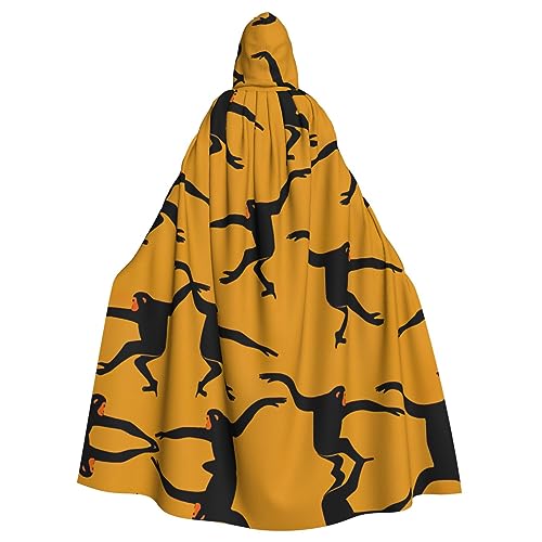 CADREWY Schwarzer Gibbon-Affen-Druck, bezaubernder Umhang mit Kapuze, in voller Länge, Unisex, Umhang für Halloween, Cosplay und Thema CADREWY Schwarzer Gibbon-Affen-Druck, bezaubernder Umhang mit Kapuze, in voller Länge, Unisex, Umhang für Halloween, Cosplay und Thema von CADREWY