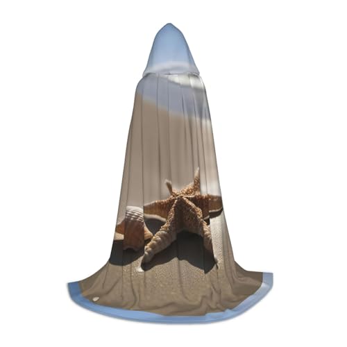 CADREWY Seestern Muschel Sandstrand Druck Kapuzenumhang Unisex Gothic Kostüm Karneval Mottopartys Vampir Festliche Dekoration CADREWY Seestern Muschel Sandstrand Druck Kapuzenumhang Unisex Gothic Kostüm Karneval Mottopartys Vampir Festliche Dekoration von CADREWY