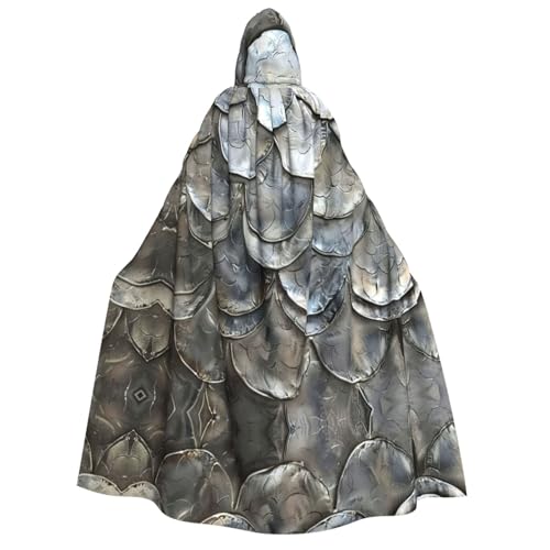 CADREWY Silberfarbener Fischschuppen-Druck, bequemer Erwachsenen-Umhang mit Kapuze, Umhang für Männer und Frauen, Cosplay, Karneval, Motto-Partys CADREWY Silberfarbener Fischschuppen-Druck, bequemer Erwachsenen-Umhang mit Kapuze, Umhang für Männer und Frauen, Cosplay, Karneval, Motto-Partys von CADREWY
