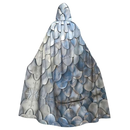 CADREWY Silberner Fischschuppen-Druck, bezaubernd, volle Länge, Kapuzenumhang, Unisex, Umhang für Halloween, Cosplay und Thema CADREWY Silberner Fischschuppen-Druck, bezaubernd, volle Länge, Kapuzenumhang, Unisex, Umhang für Halloween, Cosplay und Thema von CADREWY