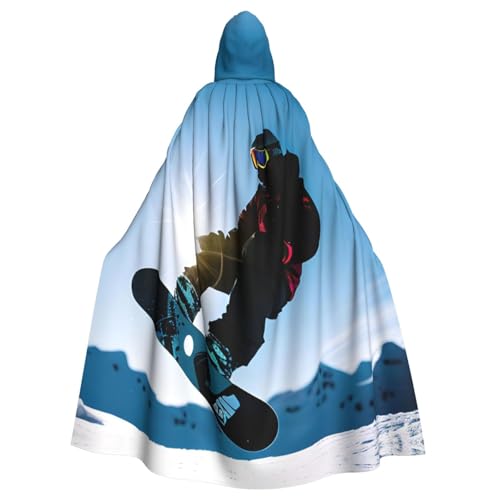 CADREWY Snowboard-Bild-Druck, eleganter Umhang mit Kapuze für Damen und Herren, für Cosplay, Karneval, Partys, Maskerade, Events CADREWY Snowboard-Bild-Druck, eleganter Umhang mit Kapuze für Damen und Herren, für Cosplay, Karneval, Partys, Maskerade, Events von CADREWY