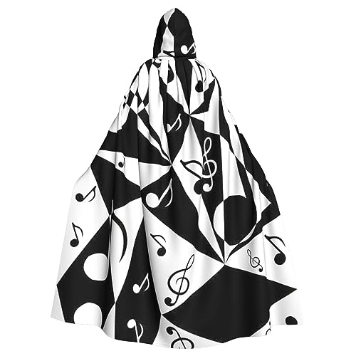 CADREWY Stilvoller musikalischer Notenmuster-Druck, eleganter Kapuzenumhang für Damen und Herren, für Cosplay, Karneval, Partys, Maskerade Events CADREWY Stilvoller musikalischer Notenmuster-Druck, eleganter Kapuzenumhang für Damen und Herren, für Cosplay, Karneval, Partys, Maskerade Events von CADREWY