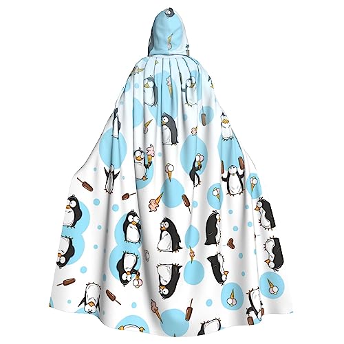 CADREWY Süßer Pinguin-Druck, eleganter Kapuzenumhang für Damen und Herren, für Cosplay, Karneval, Partys, Maskerade Events von CADREWY