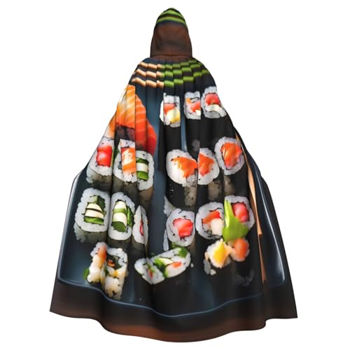 CADREWY Sushi-Muster, eleganter Umhang mit Kapuze, für Damen und Herren, für Cosplay, Karneval, Partys, Maskerade, Events CADREWY Sushi-Muster, eleganter Umhang mit Kapuze, für Damen und Herren, für Cosplay, Karneval, Partys, Maskerade, Events von CADREWY