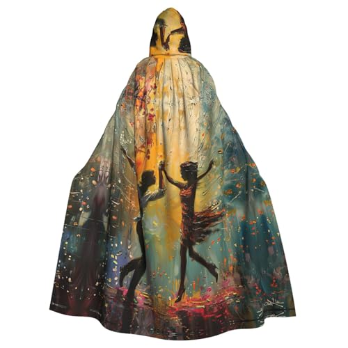 CADREWY Tanzen mit Musikdruck, bezaubernder Umhang mit Kapuze, Unisex, Umhang für Halloween, Cosplay und Thema von CADREWY