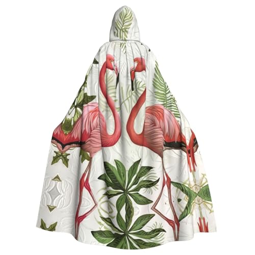 CADREWY Umhang mit Flamingos auf weißem Druck, bezaubernder Kapuzenumhang, Unisex, Umhang für Halloween, Cosplay und Thema CADREWY Umhang mit Flamingos auf weißem Druck, bezaubernder Kapuzenumhang, Unisex, Umhang für Halloween, Cosplay und Thema von CADREWY