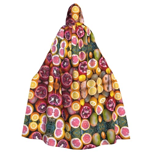 CADREWY Umhang mit Fruchtbild-Standard-Druck, bezaubernd, volle Länge, Kapuzenumhang, Unisex, Umhang für Halloween, Cosplay und Thema von CADREWY