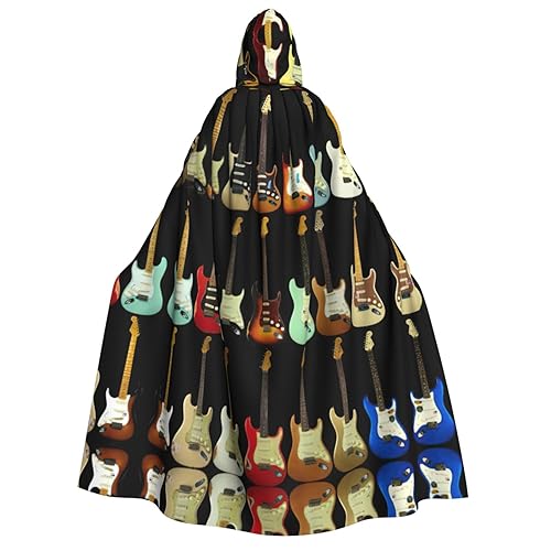 CADREWY Umhang mit Gitarren-Motiv, bequemer Umhang mit Kapuze für Erwachsene für Männer und Frauen, Cosplay, Karneval, Motto-Partys von CADREWY