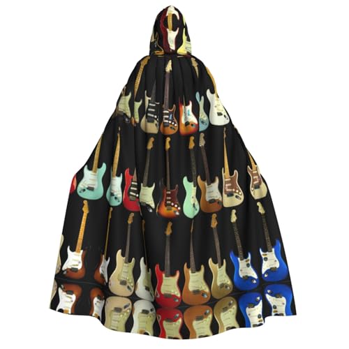 CADREWY Umhang mit Gitarren-Motiv, bequemer Umhang mit Kapuze für Erwachsene für Männer und Frauen, Cosplay, Karneval, Motto-Partys von CADREWY