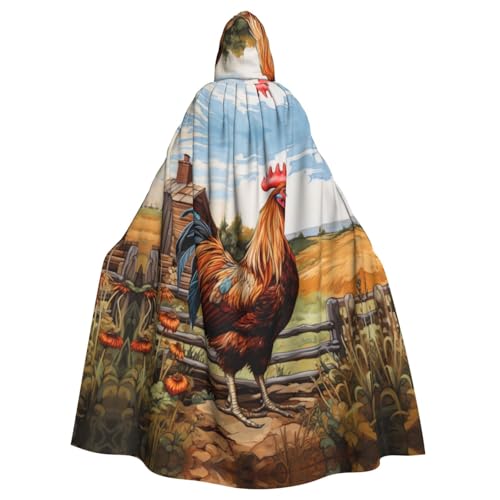 CADREWY Umhang mit Hahn auf Holz im Bauernland-Druck, bezaubernder Umhang mit Kapuze in voller Länge, Unisex, Umhang für Halloween, Cosplay und Thema CADREWY Umhang mit Hahn auf Holz im Bauernland-Druck, bezaubernder Umhang mit Kapuze in voller Länge, Unisex, Umhang für Halloween, Cosplay und Thema von CADREWY