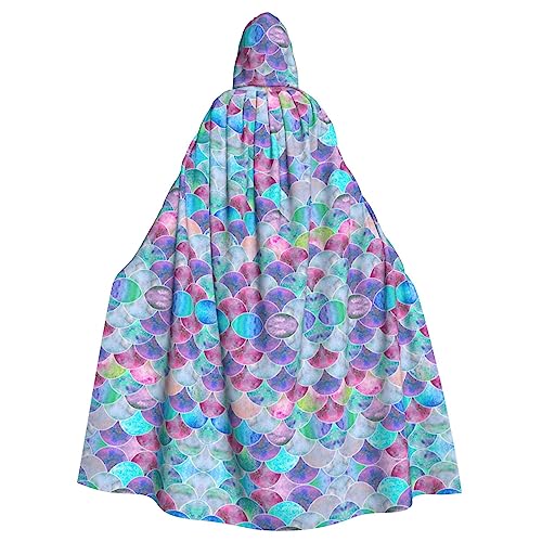CADREWY Umhang mit Kapuze, Fischschuppen-Motiv, bezaubernd, volle Länge, Unisex, Umhang für Halloween, Cosplay und Thema CADREWY Umhang mit Kapuze, Fischschuppen-Motiv, bezaubernd, volle Länge, Unisex, Umhang für Halloween, Cosplay und Thema von CADREWY