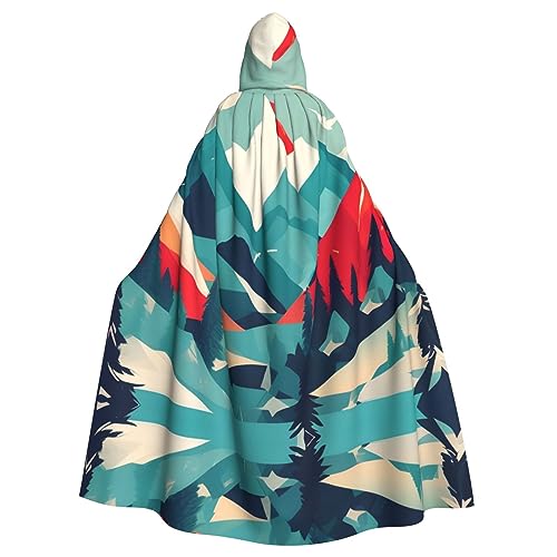 CADREWY Umhang mit Kapuze, Motiv: Reisen, Berglandschaft, bezaubernd, volle Länge, Unisex, Umhang für Halloween, Cosplay und Thema von CADREWY