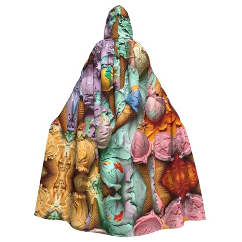 CADREWY Umhang mit Kapuze in vielen Farben, mit Eiscreme-Druck, bezaubernd, für Halloween, Cosplay und Thema von CADREWY