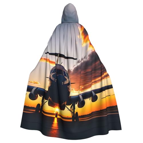 CADREWY Umhang mit Kapuze in voller Länge, Motiv: Flugzeug bei Sonnenuntergang, für Halloween, Cosplay und Thema CADREWY Umhang mit Kapuze in voller Länge, Motiv: Flugzeug bei Sonnenuntergang, für Halloween, Cosplay und Thema von CADREWY