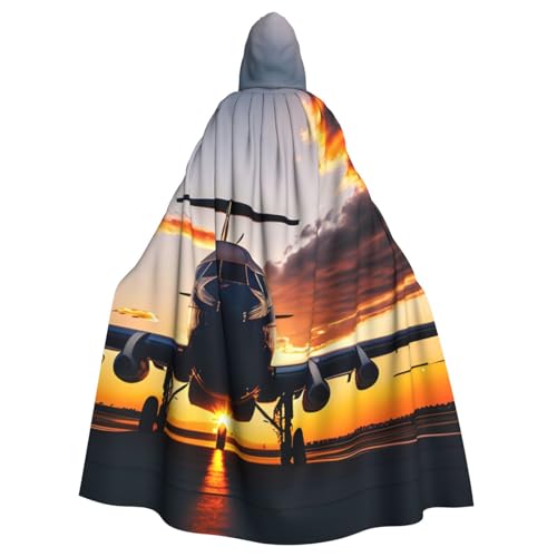 CADREWY Umhang mit Kapuze in voller Länge, Motiv: Flugzeug bei Sonnenuntergang, für Halloween, Cosplay und Thema CADREWY Umhang mit Kapuze in voller Länge, Motiv: Flugzeug bei Sonnenuntergang, für Halloween, Cosplay und Thema von CADREWY