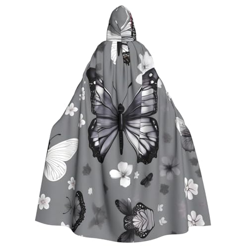 CADREWY Umhang mit Kapuze in voller Länge, für Halloween, Cosplay und Thema, Blaugrün, Schmetterlings-Aufdruck, Grau CADREWY Umhang mit Kapuze in voller Länge, für Halloween, Cosplay und Thema, Blaugrün, Schmetterlings-Aufdruck, Grau von CADREWY