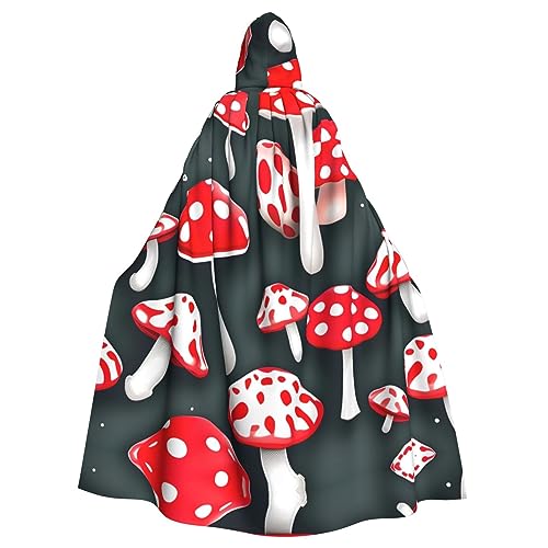 CADREWY Umhang mit Kapuze in voller Länge, mit Pilzdruck, für Halloween, Cosplay und Thema, Rot / Weiß CADREWY Umhang mit Kapuze in voller Länge, mit Pilzdruck, für Halloween, Cosplay und Thema, Rot / Weiß von CADREWY