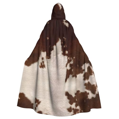 CADREWY Umhang mit Kapuze in voller Länge, mit Rindsleder, für Halloween, Cosplay und Thema, Rot / Braun von CADREWY