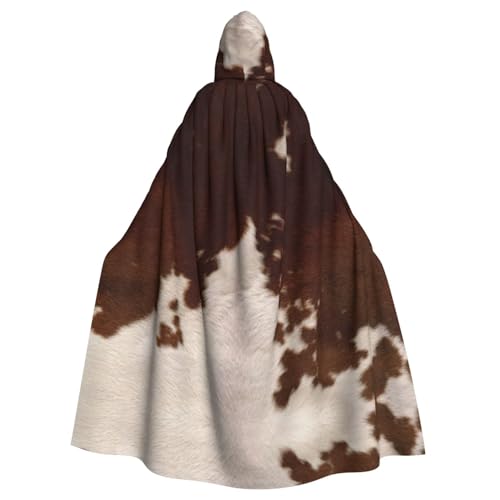CADREWY Umhang mit Kapuze in voller Länge, mit Rindsleder, für Halloween, Cosplay und Thema, Rot / Braun von CADREWY
