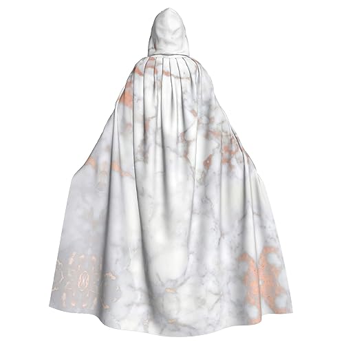 CADREWY Umhang mit Kapuze in voller Länge, weißer Marmor, Rotgold, Unisex, Umhang für Halloween, Cosplay und Thema von CADREWY