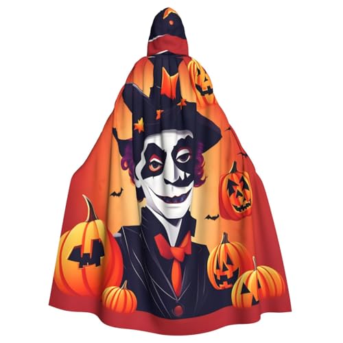 CADREWY Umhang mit Kapuze und Aufschrift "Happy Halloween", bezaubernd, voller Länge, Unisex, für Halloween, Cosplay und Thema von CADREWY