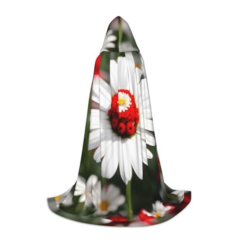 CADREWY Umhang mit Kapuze und Blumen und weißen Gänseblümchen, Unisex, Gothic-Kostüm, Karneval, Mottopartys, Vampir, festliche Dekoration von CADREWY