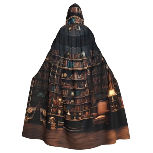 CADREWY Umhang mit Kapuze und Bücherregaldruck, bezaubernd, voller Länge, Unisex, Umhang für Halloween, Cosplay und Thema CADREWY Umhang mit Kapuze und Bücherregaldruck, bezaubernd, voller Länge, Unisex, Umhang für Halloween, Cosplay und Thema von CADREWY