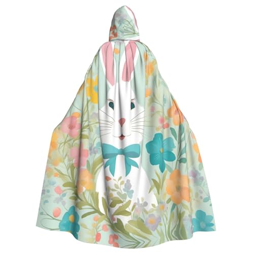 CADREWY Umhang mit Kapuze und Osterhasen-Blumendruck, bezaubernd, volle Länge, Unisex, Umhang für Halloween, Cosplay und Thema CADREWY Umhang mit Kapuze und Osterhasen-Blumendruck, bezaubernd, volle Länge, Unisex, Umhang für Halloween, Cosplay und Thema von CADREWY