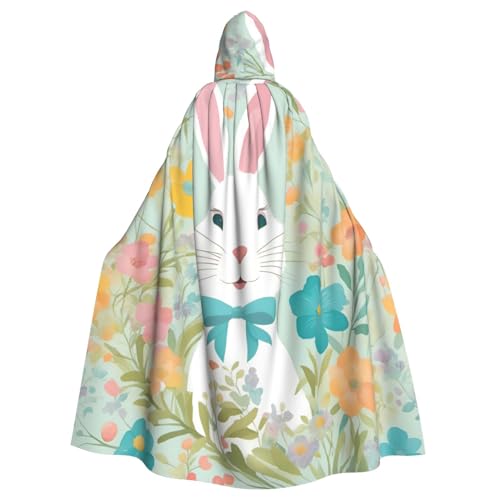 CADREWY Umhang mit Kapuze und Osterhasen-Blumendruck, bezaubernd, volle Länge, Unisex, Umhang für Halloween, Cosplay und Thema CADREWY Umhang mit Kapuze und Osterhasen-Blumendruck, bezaubernd, volle Länge, Unisex, Umhang für Halloween, Cosplay und Thema von CADREWY