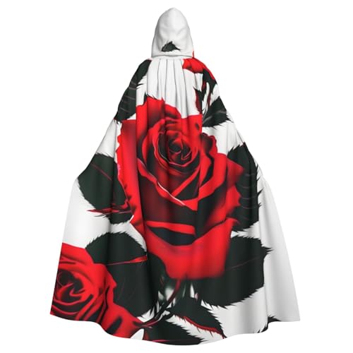 CADREWY Umhang mit Kapuze und rotem Rosen-Aufdruck, für Halloween, Cosplay und Thema CADREWY Umhang mit Kapuze und rotem Rosen-Aufdruck, für Halloween, Cosplay und Thema von CADREWY