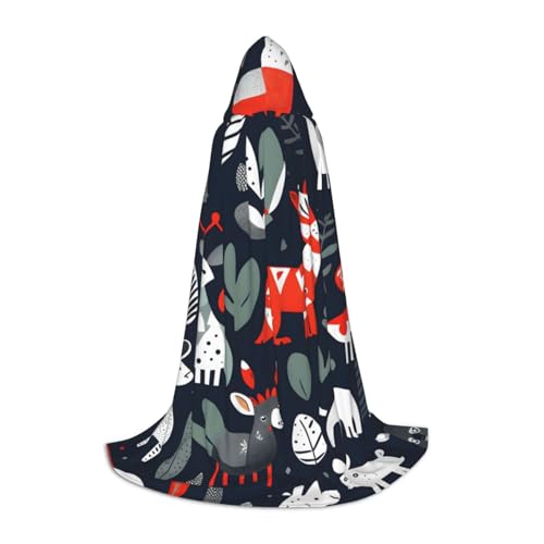 CADREWY Umhang mit Kapuze und skandinavischem Tierdruck, Unisex, Gothic-Kostüm, Karneval, Mottopartys, Vampir, festliche Dekoration von CADREWY
