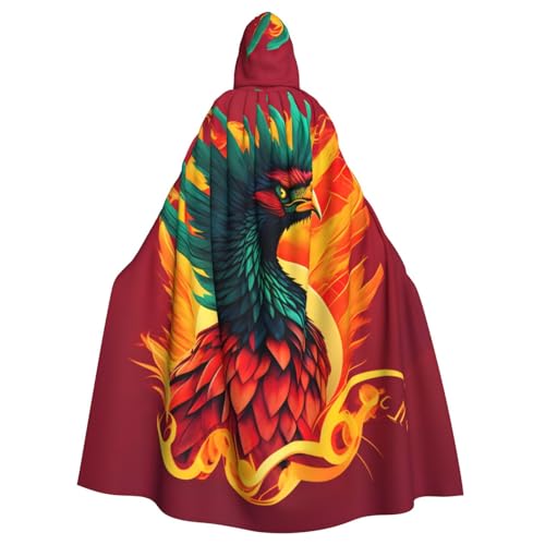 CADREWY Umhang mit Phoenix-Druck, bezaubernder Kapuzenumhang, Unisex, Umhang für Halloween, Cosplay und Thema von CADREWY