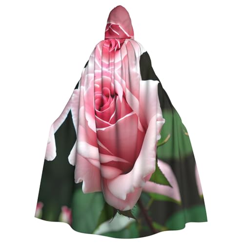 CADREWY Umhang mit Rosenblüten-Druck, bezaubernd, volle Länge, mit Kapuze, Unisex, Umhang für Halloween, Cosplay und Thema von CADREWY