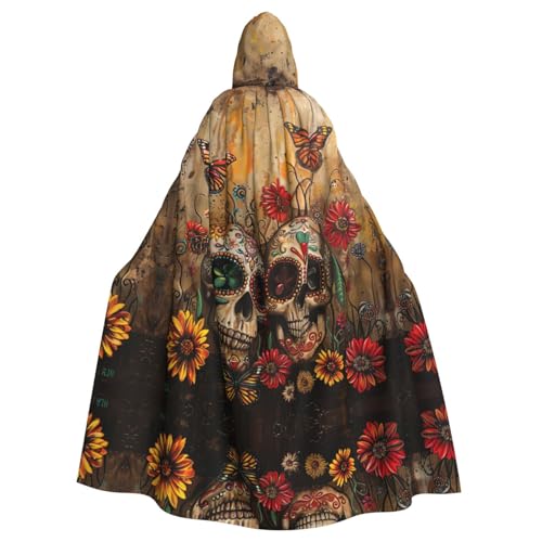 CADREWY Umhang mit Totenköpfen und Schmetterlings-Aufdruck, bezaubernd, volle Länge, mit Kapuze, Unisex, Umhang für Halloween, Cosplay und Thema CADREWY Umhang mit Totenköpfen und Schmetterlings-Aufdruck, bezaubernd, volle Länge, mit Kapuze, Unisex, Umhang für Halloween, Cosplay und Thema von CADREWY