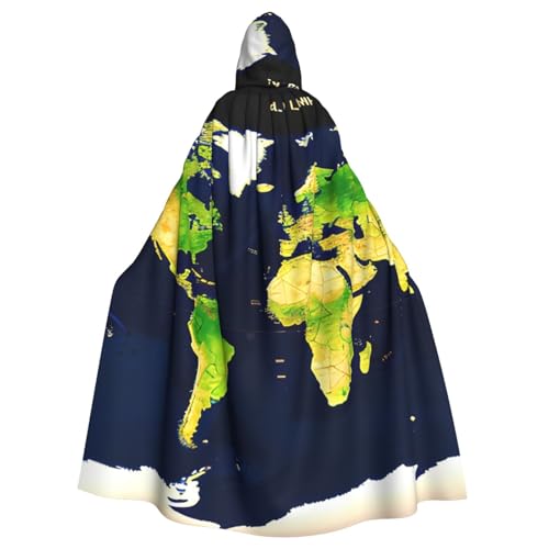 CADREWY Umhang mit Weltkarten-Druck, bezaubernd, volle Länge, mit Kapuze, Unisex, Umhang für Halloween, Cosplay und Thema CADREWY Umhang mit Weltkarten-Druck, bezaubernd, volle Länge, mit Kapuze, Unisex, Umhang für Halloween, Cosplay und Thema von CADREWY