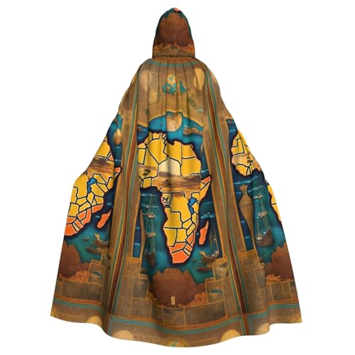 CADREWY Umhang mit abstraktem Weltkarten-Druck, bezaubernd, volle Länge, mit Kapuze, Unisex, Umhang für Halloween, Cosplay und Thema von CADREWY