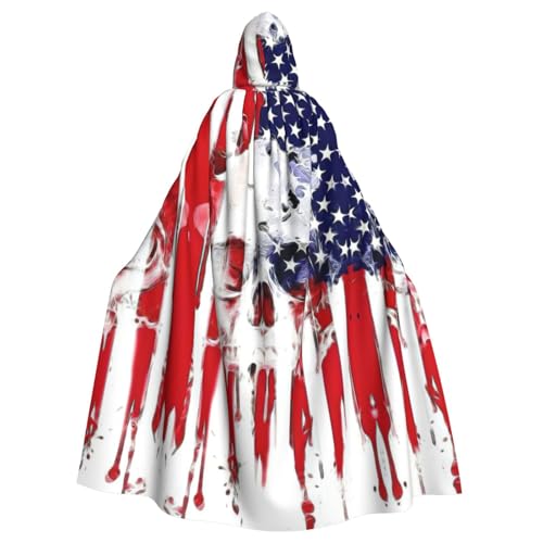 CADREWY Umhang mit amerikanischer Flagge, Totenkopf-Druck, bezaubernd, volle Länge, Unisex, Umhang für Halloween, Cosplay und Thema CADREWY Umhang mit amerikanischer Flagge, Totenkopf-Druck, bezaubernd, volle Länge, Unisex, Umhang für Halloween, Cosplay und Thema von CADREWY