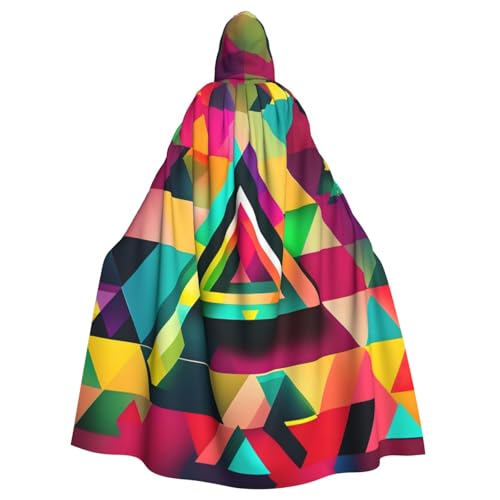 CADREWY Umhang mit buntem Dreiecksmuster, bezaubernder Kapuzenumhang, Unisex, Umhang für Halloween, Cosplay und Thema von CADREWY