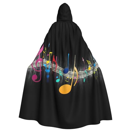CADREWY Umhang mit buntem Musiknoten-Druck, bezaubernd, mit Kapuze, Unisex, Umhang für Halloween, Cosplay und Thema CADREWY Umhang mit buntem Musiknoten-Druck, bezaubernd, mit Kapuze, Unisex, Umhang für Halloween, Cosplay und Thema von CADREWY