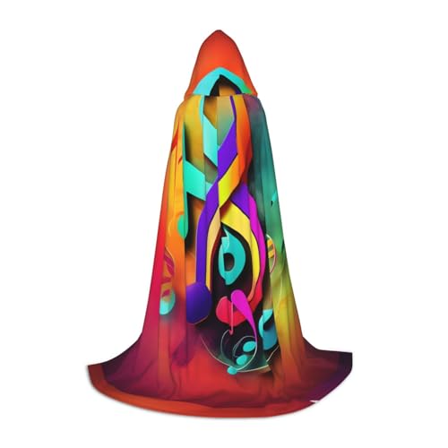 CADREWY Umhang mit bunten Musiknoten und Kapuze, Unisex, Gothic-Kostüm, Karneval, Mottopartys, Vampir, festliche Dekoration CADREWY Umhang mit bunten Musiknoten und Kapuze, Unisex, Gothic-Kostüm, Karneval, Mottopartys, Vampir, festliche Dekoration von CADREWY