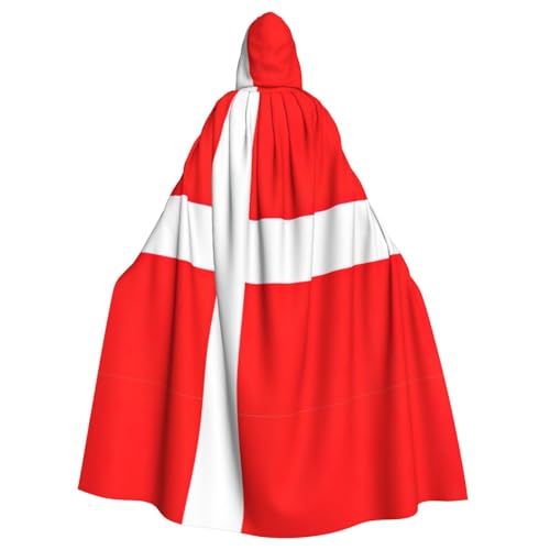 CADREWY Umhang mit dänischer Flagge, bezaubernder Umhang mit Kapuze in voller Länge, Unisex, Umhang für Halloween, Cosplay und Thema von CADREWY