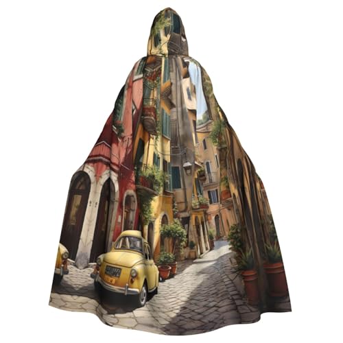 CADREWY Umhang mit italienischem Straßendruck, bezaubernder Kapuzenumhang, Unisex, Umhang für Halloween, Cosplay und Thema von CADREWY