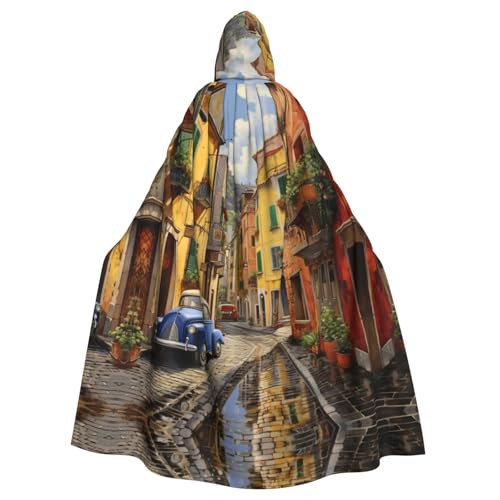 CADREWY Umhang mit italienischem Straßendruck, bezaubernder Kapuzenumhang, Unisex, Umhang für Halloween, Cosplay und Thema von CADREWY