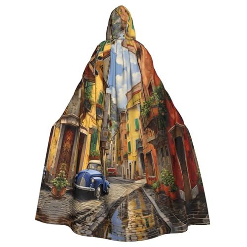 CADREWY Umhang mit italienischem Straßendruck, bezaubernder Kapuzenumhang, Unisex, Umhang für Halloween, Cosplay und Thema von CADREWY